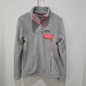 Patagonia women's grey and orange fleece pull over size  small.